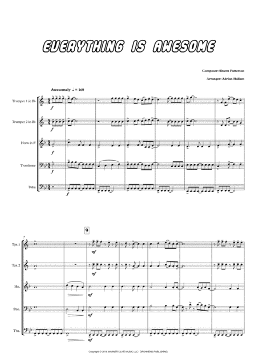 Everything Is Awesome (awesome Remixx!!!) Brass Ensemble scores gallery preview page 2