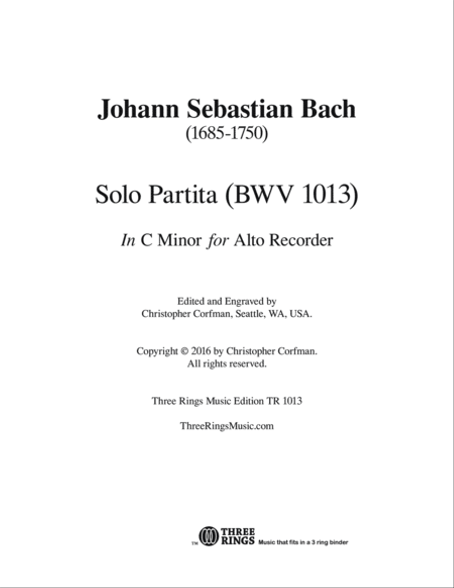 Partita in C minor for Solo Instrument (BWV 1013) Chamber Music scores gallery preview page 3
