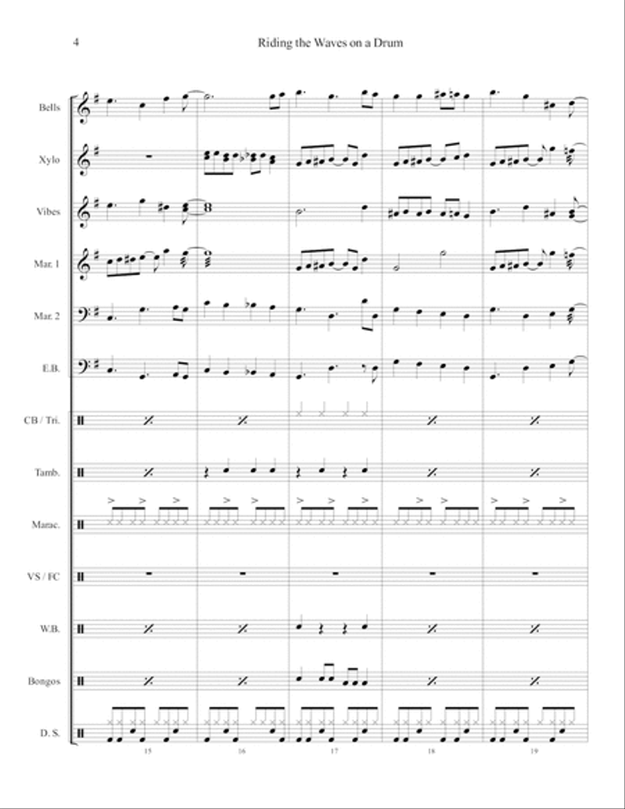 Riding The Waves On A Drum Percussion Ensemble scores gallery preview page 4