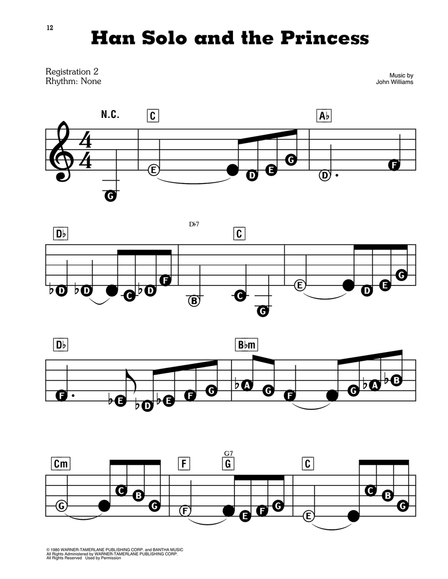 Han Solo And The Princess (from Star Wars: Episode V - The Empire Strikes Back) Electronic Keyboard scores gallery preview page 1