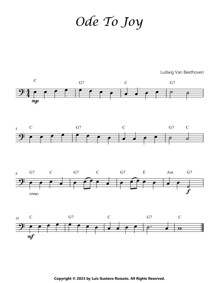 Ode To Joy - Cello Cello Solo scores gallery preview page 1