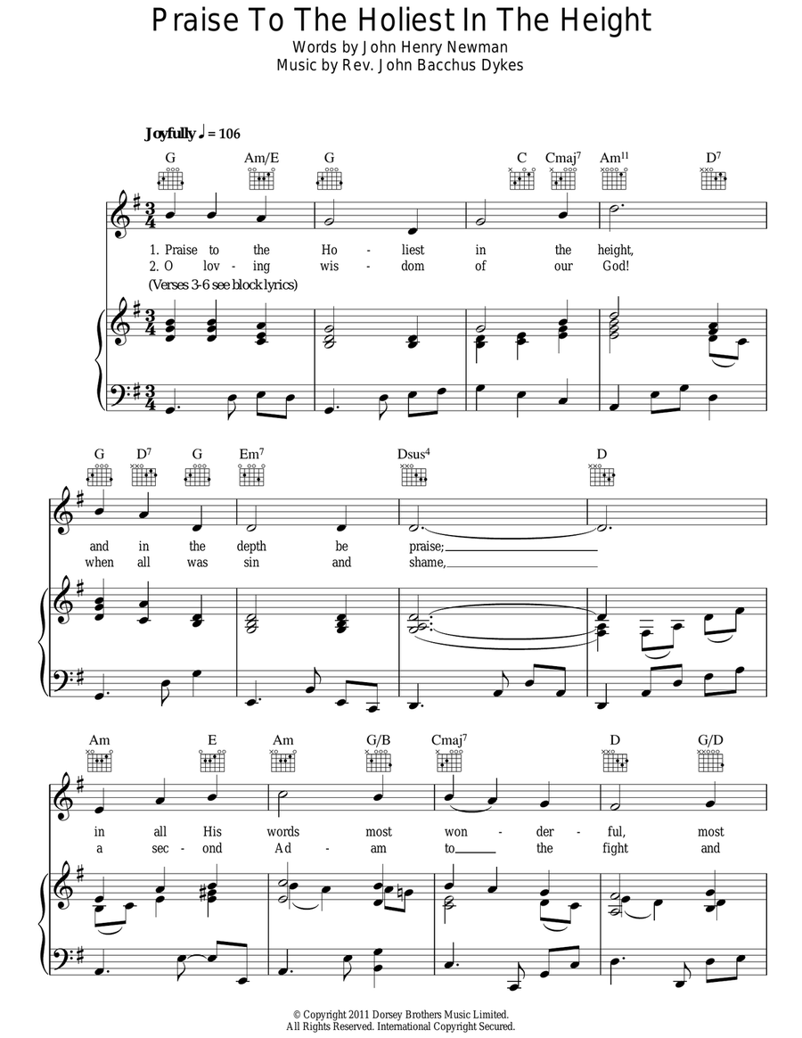 Praise To The Holiest In The Heights Guitar scores gallery preview page 1