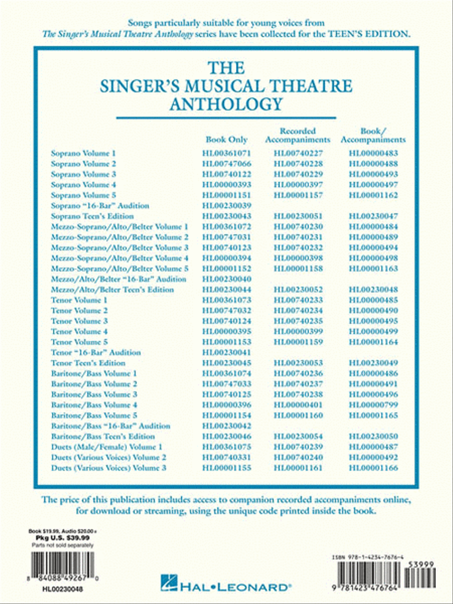 The Singer's Musical Theatre Anthology – Teen's Edition image number null