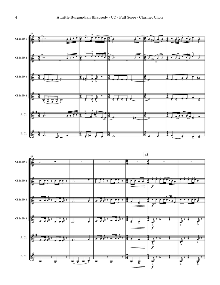 A Little Burgundian Rhapsody (Clarinet Choir) Clarinet Choir scores gallery preview page 4