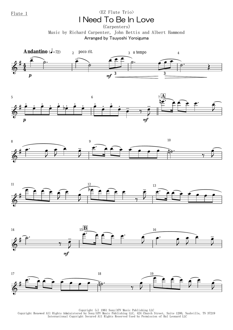I Need To Be In Love Woodwind Trio scores gallery preview page 5