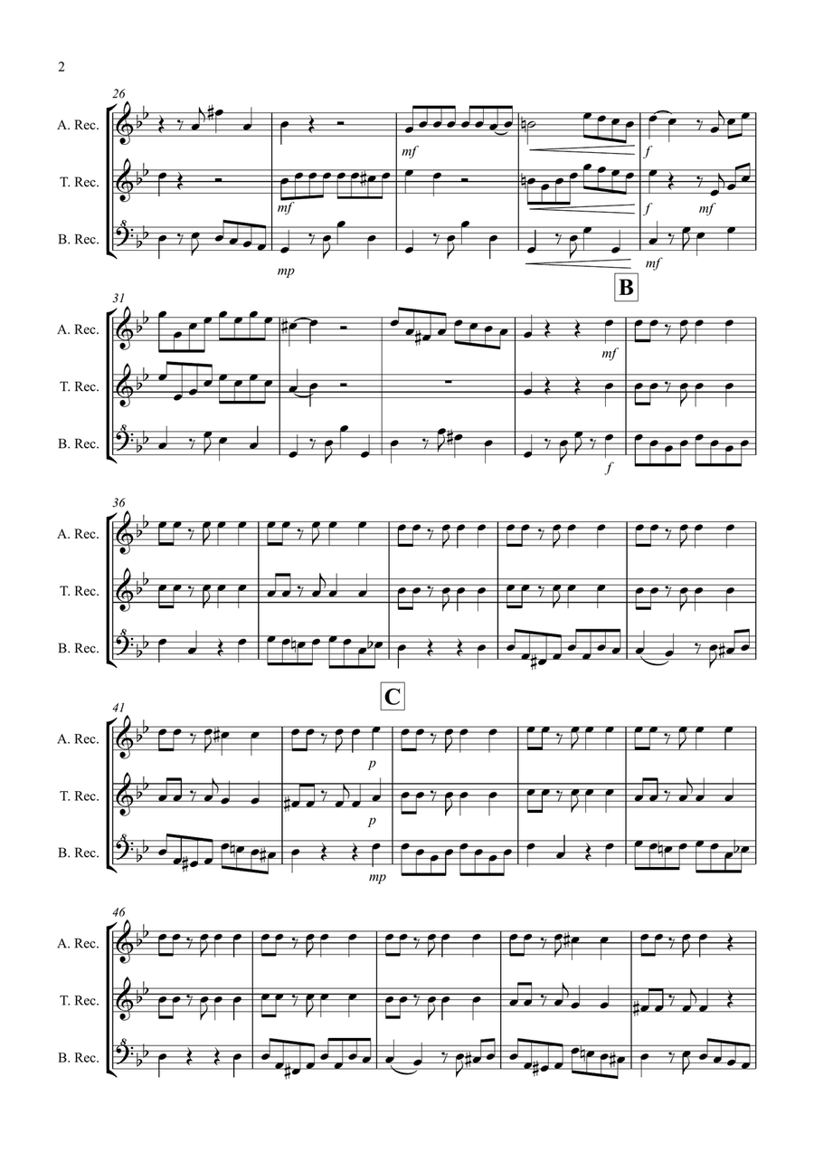 Tango a Trios for Alto, Tenor and Bass Recorder Trio Small Ensemble scores gallery preview page 2