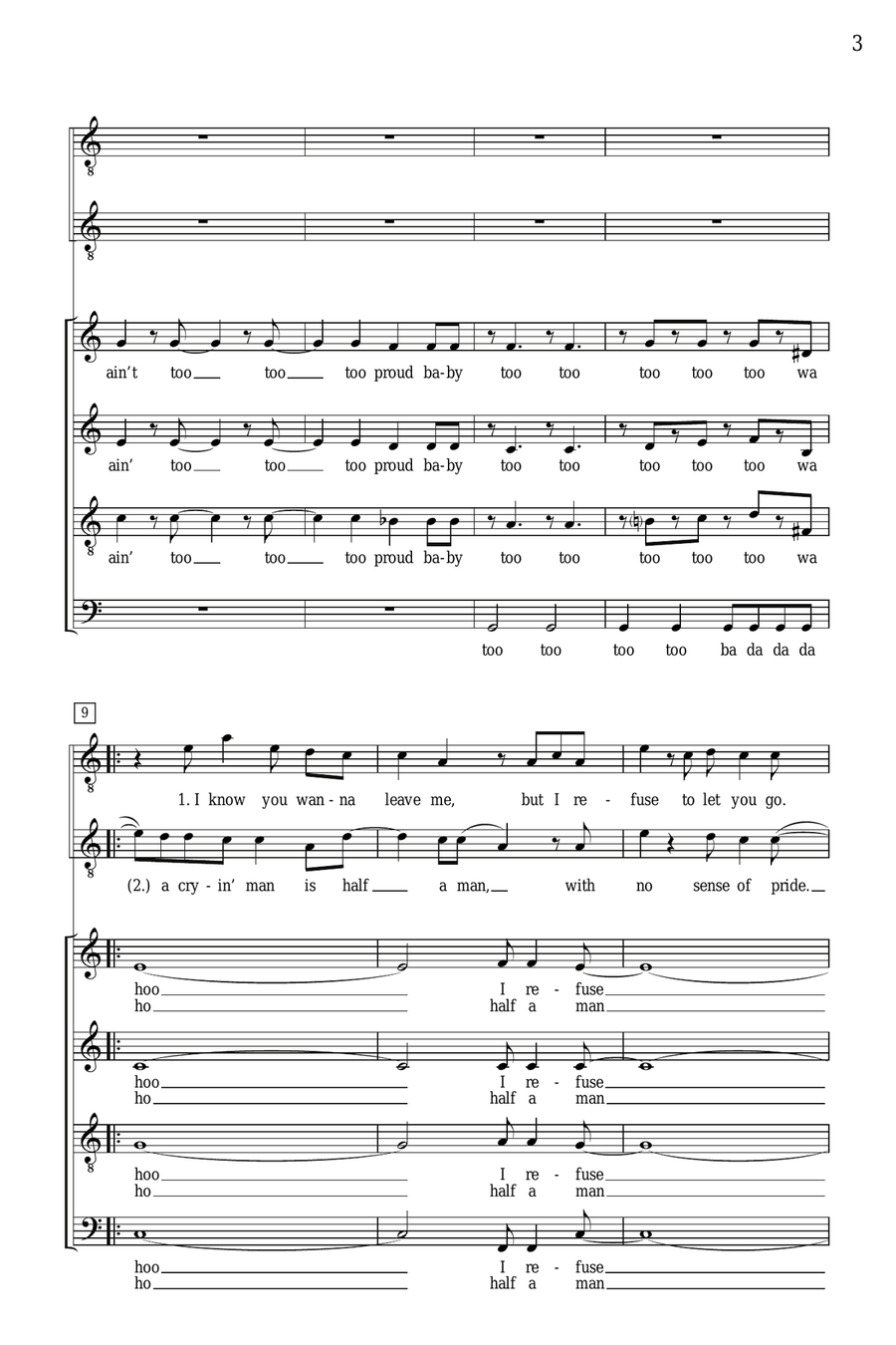 Ain't Too Proud To Beg (arr. Deke Sharon) 4-Part scores gallery preview page 2