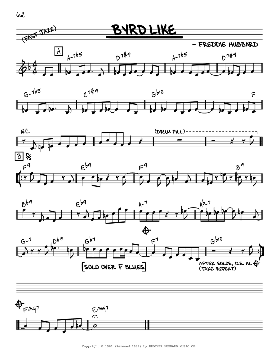 Byrd Like [Reharmonized version] (arr. Jack Grassel) Piano scores gallery preview page 1