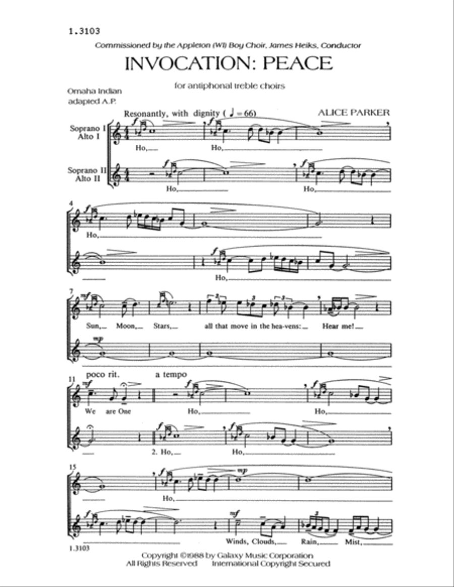 Invocation: Peace A Cappella scores gallery preview page 1