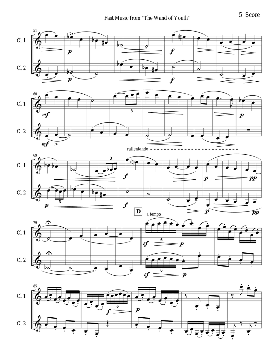 Elgar Scherzino and The Wild Bears for two clarinets Clarinet Duet scores gallery preview page 5
