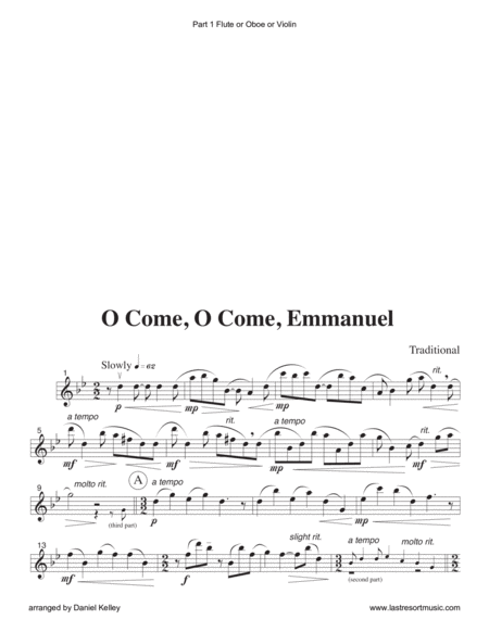 O Come, O Come, Emmanuel for Piano Trio (Violin, Cello & Piano)