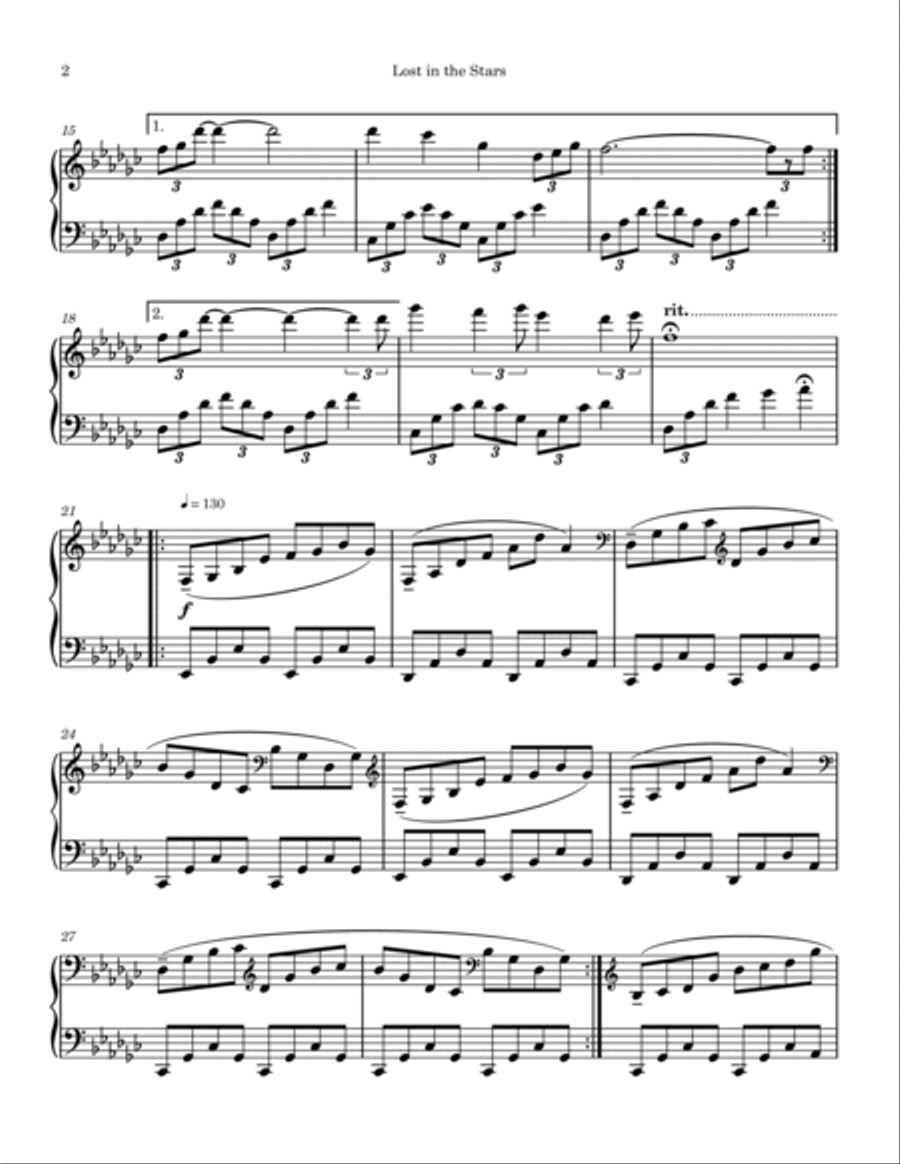 Lost in the Stars Lost in the Stars Piano Solo scores gallery preview page 2