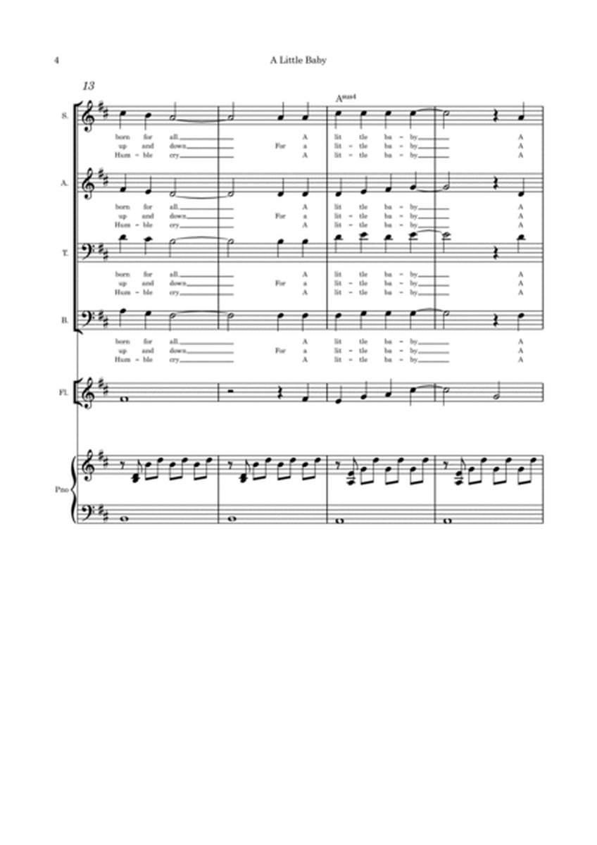 A Little Baby - Christmas song SATB optional instruments and piano composed by Connie Boss image number null