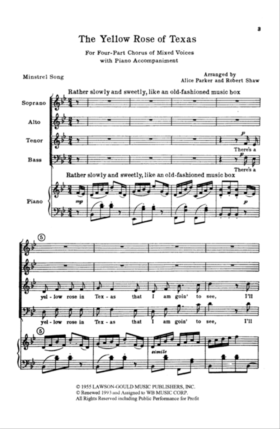 The Yellow Rose of Texas 4-Part scores gallery preview page 2