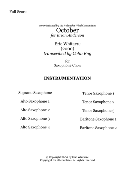 October for Saxophone Ensemble image number null