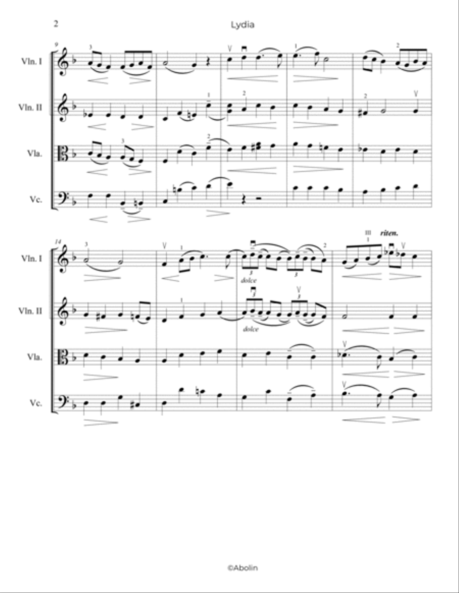 Fauré: Lydia, Op.4, No.2 - String Quartet