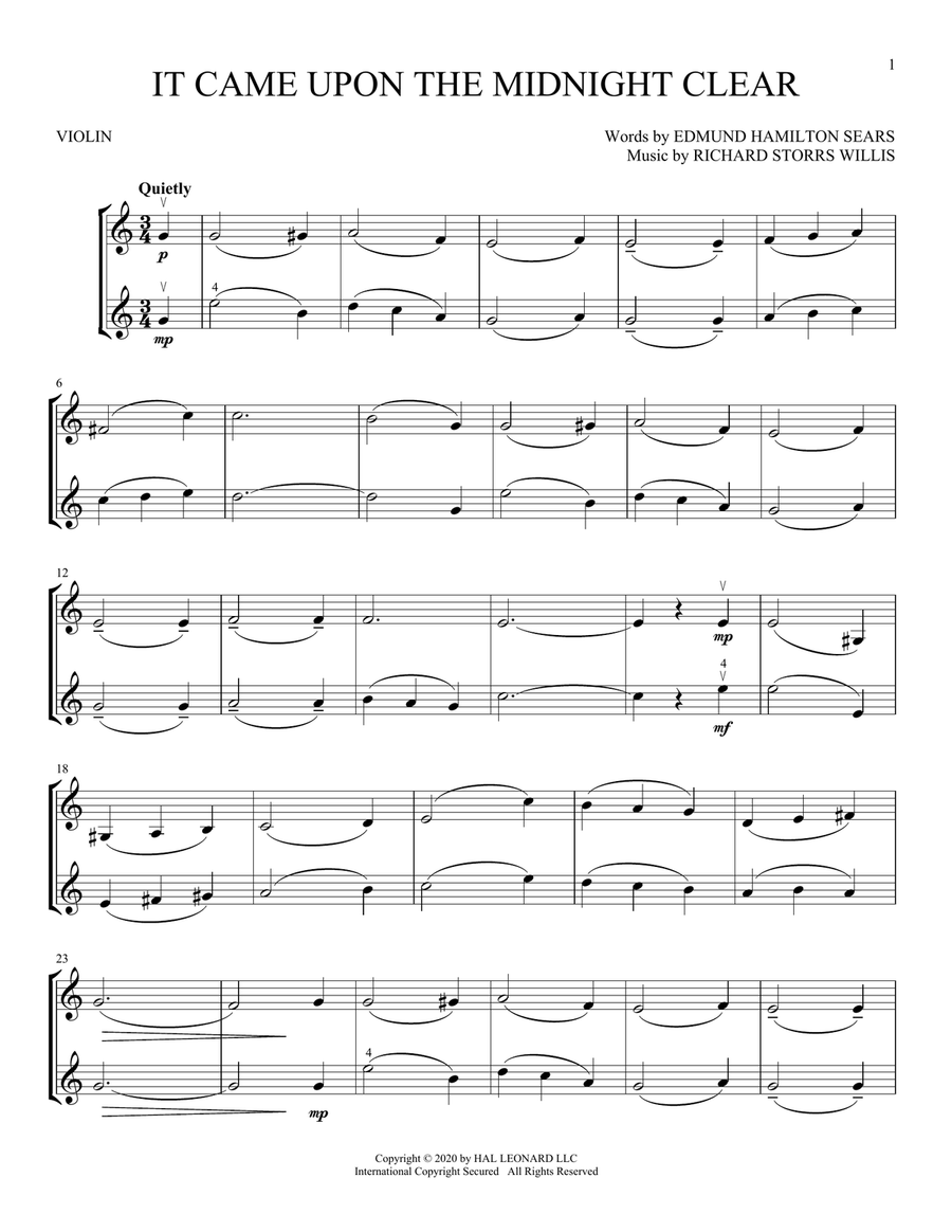 It Came Upon The Midnight Clear String Duet scores gallery preview page 1