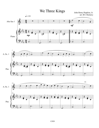Book cover for We Three Kings (alto sax solo) with optional piano accompaniment