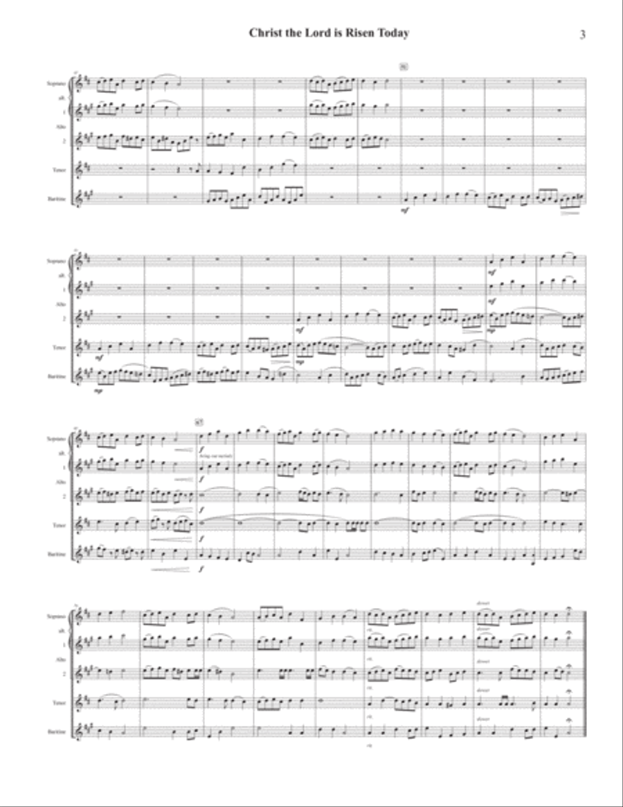Christ the Lord is Risen Today (for saxophone quartet) Saxophone Quartet scores gallery preview page 3