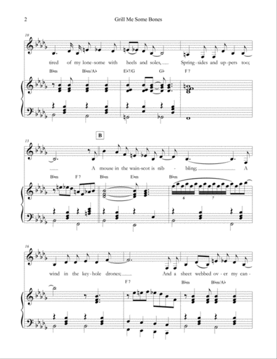 Grill Me Some Bones (or ‘At the Keyhole’) - Original Song Setting of Walter de la Mare's Poetry Small Ensemble scores gallery preview page 5