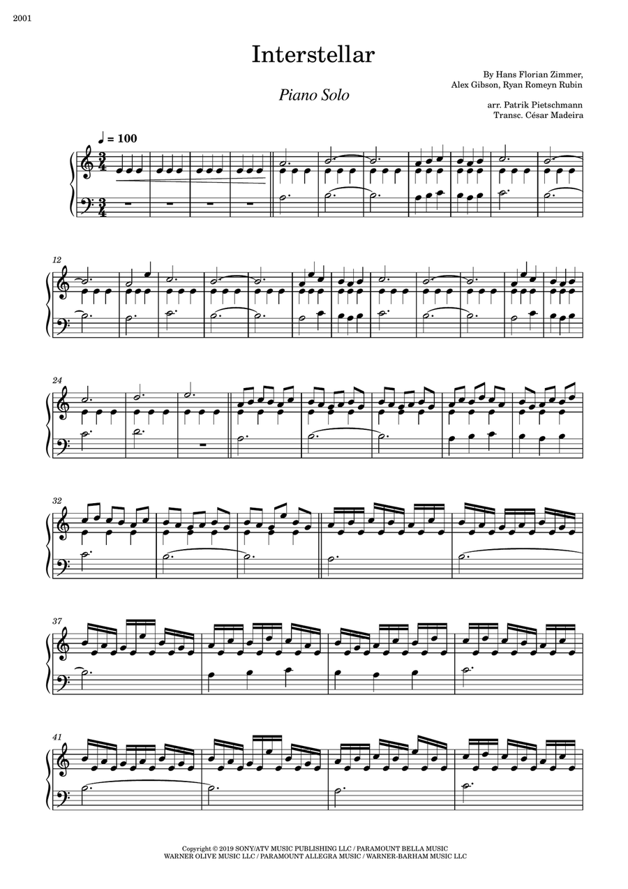 Interstellar Piano Solo scores gallery preview page 2