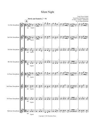 Silent Night (Bb) (Saxophone Octet - 4 Alto, 3 Tenor, 1 Bari)