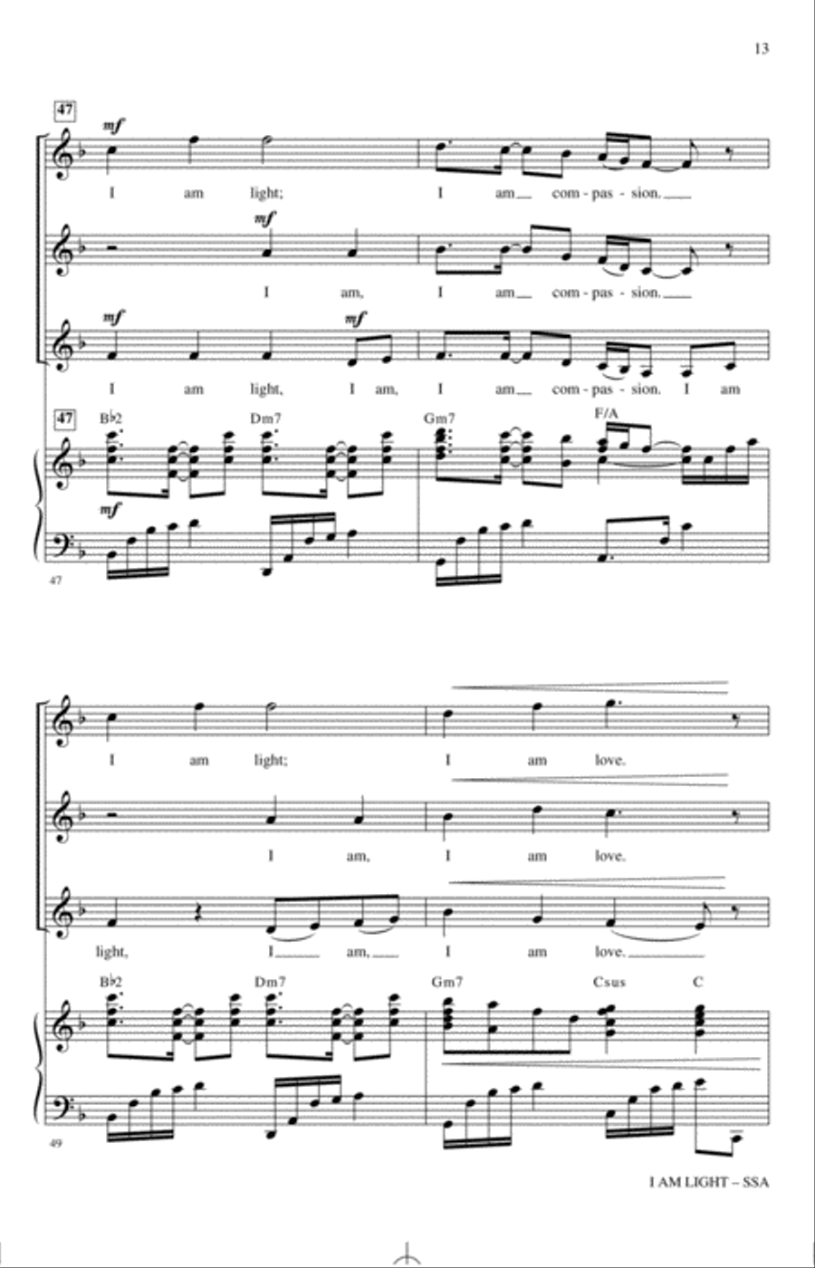 I Am Light (arr. Mark Hayes and Kimberly Lilley) SSA scores gallery preview page 12