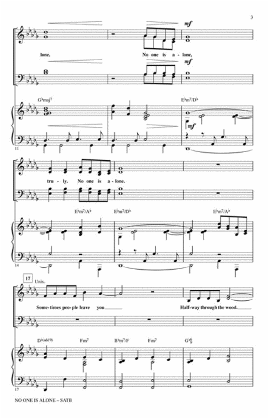 No One Is Alone No One Is Alone Choir scores gallery preview page 3