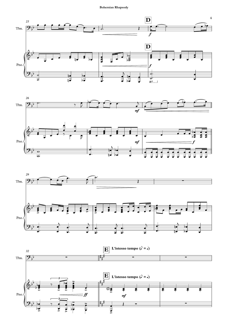 Bohemian Rhapsody Piano scores gallery preview page 6