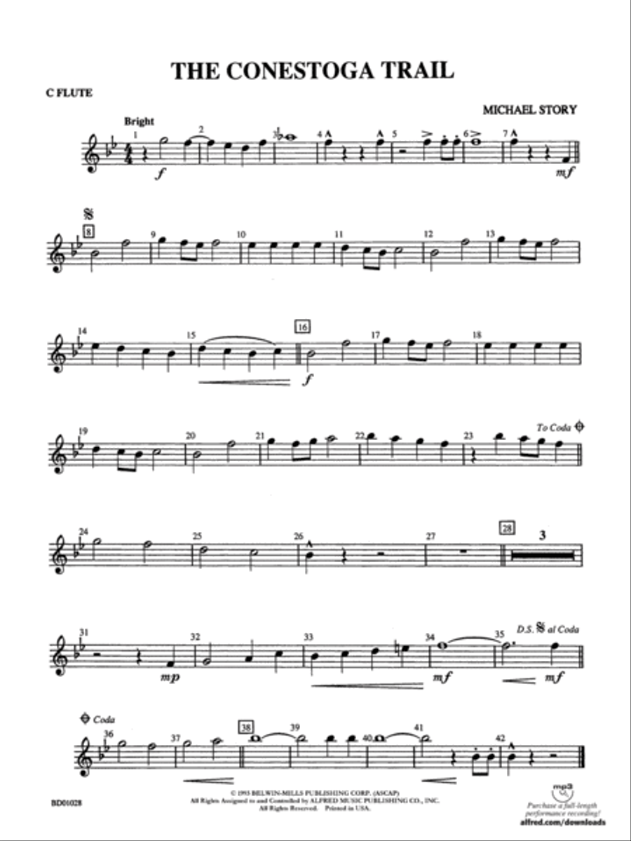 The Conestoga Trail: Flute Concert Band scores gallery preview page 1