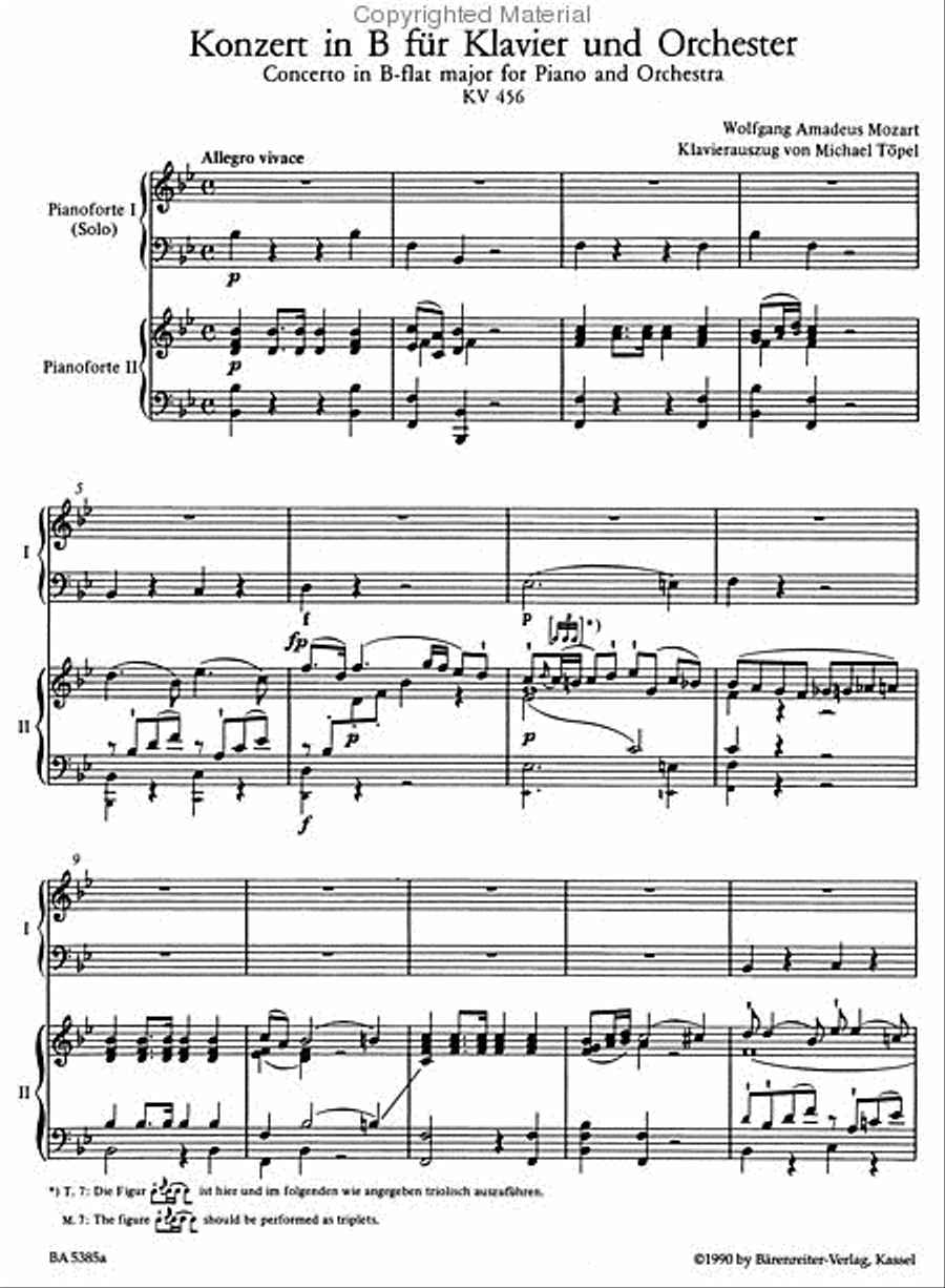 Concerto for Piano and Orchestra, No. 18 B flat major, KV 456 Piano Solo scores gallery preview page 2