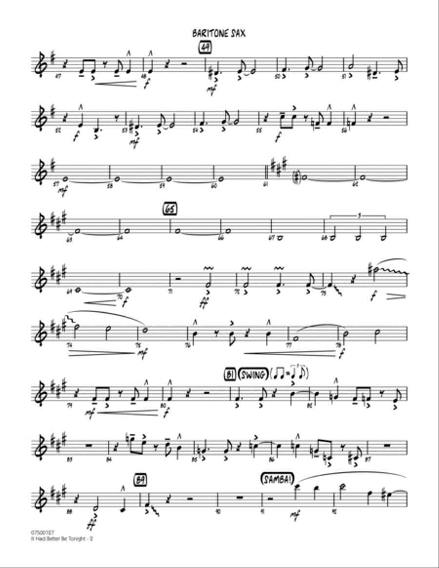 It Had Better Be Tonight - Baritone Sax Jazz Ensemble scores gallery preview page 2