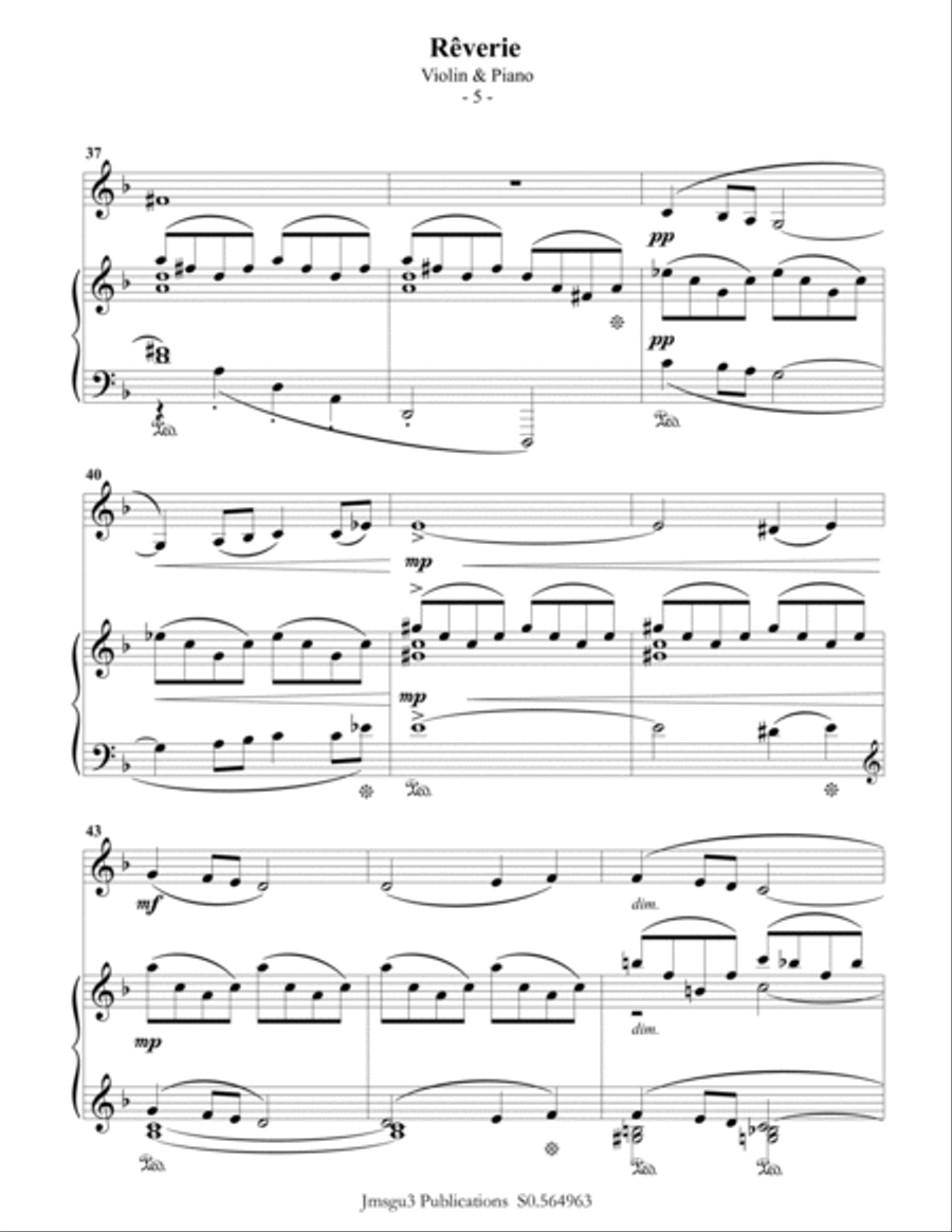 Debussy: Reverie for Violin & Piano Violin Solo scores gallery preview page 5