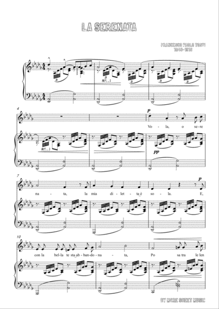Tosti-La Serenata in D flat Major,for Voice and Piano Voice Solo scores gallery preview page 3