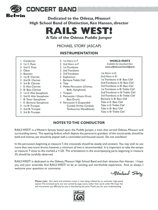 Rails West! (A Tale of the Odessa Puddle Jumper): Score
