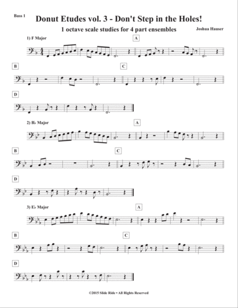 Donut Etudes vol. 3: Don’t Step in the Holes! – Bass Quartet Small Ensemble scores gallery preview page 4