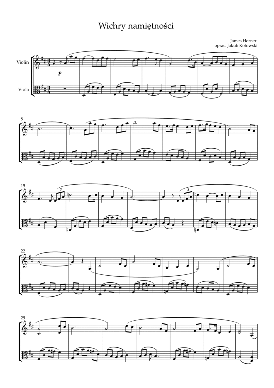 Legends Of The Fall String Duet scores gallery preview page 1
