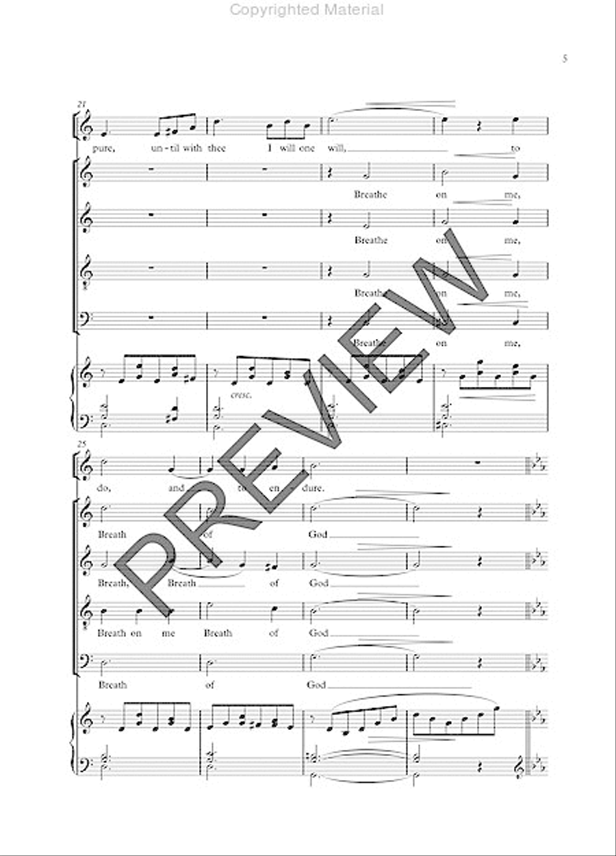 Breathe on me, Breath of God 4-Part scores gallery preview page 4
