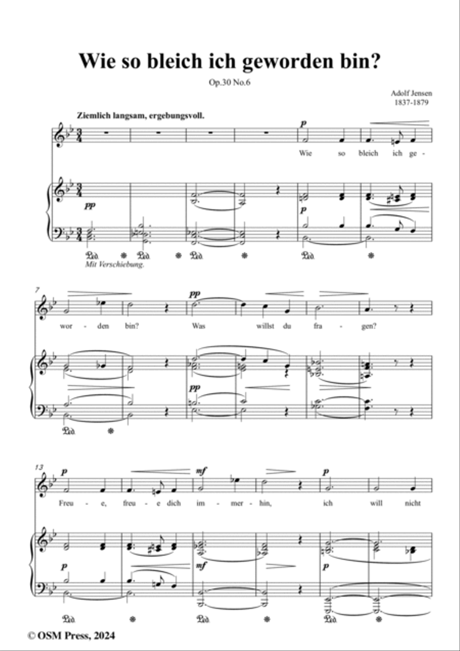 A. Jensen-Wie so bleich ich geworden bin?,Op.30 No.6,in B flat Major Voice scores gallery preview page 2