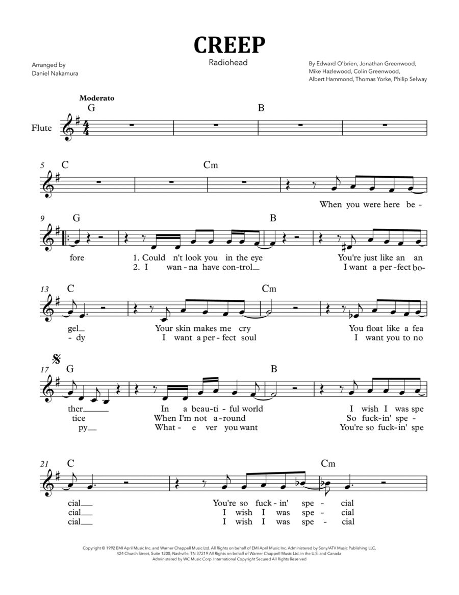 Creep Piano scores gallery preview page 1