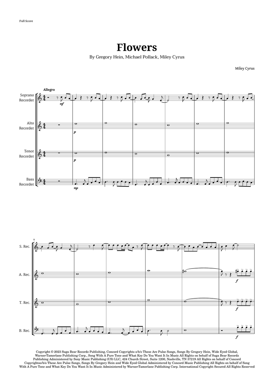 Flowers Recorder scores gallery preview page 1