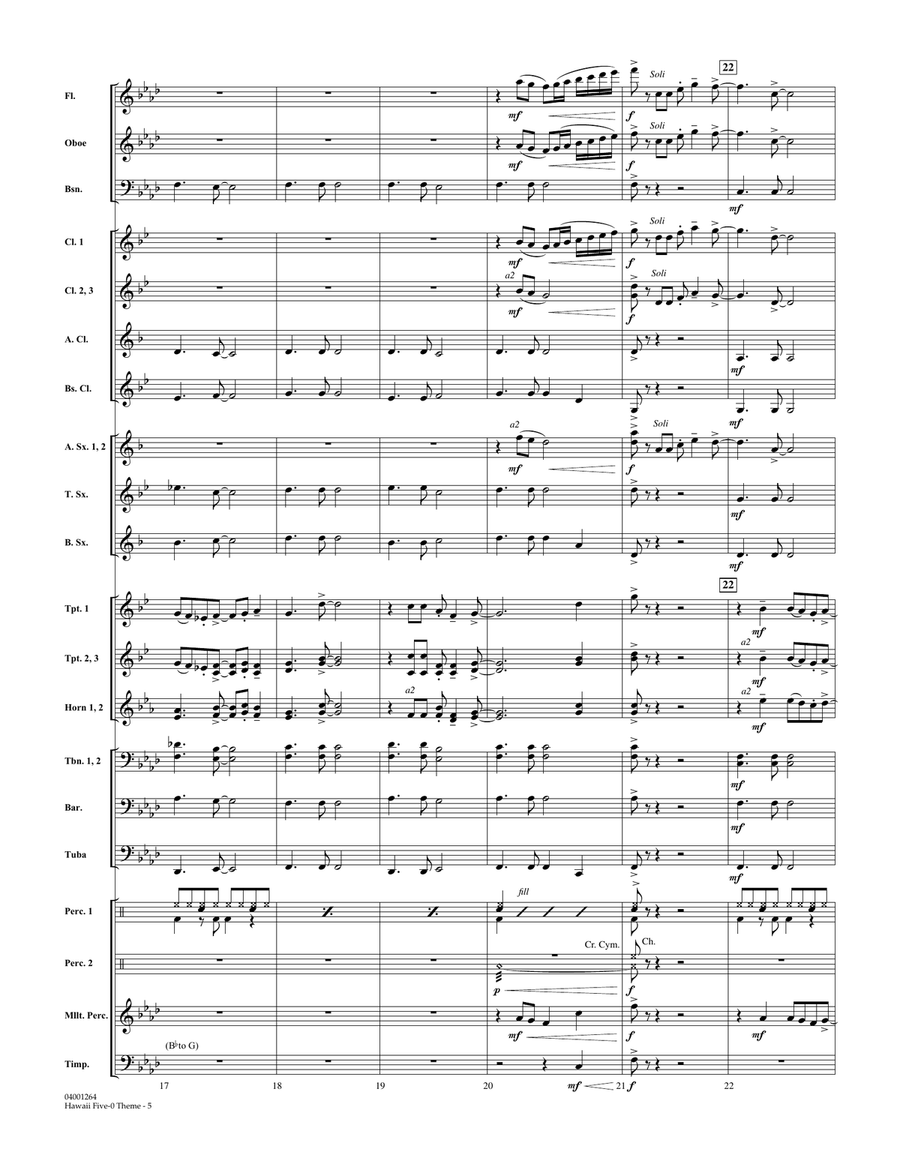 Hawaii Five-O Theme - Full Score Concert Band scores gallery preview page 5