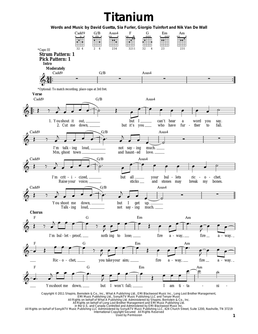 Titanium (feat. Sia) Titanium (feat. Sia) Acoustic Guitar scores gallery preview page 1