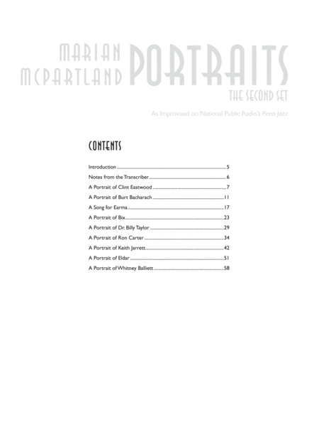 Marian McPartland Portraits -- The Second Set