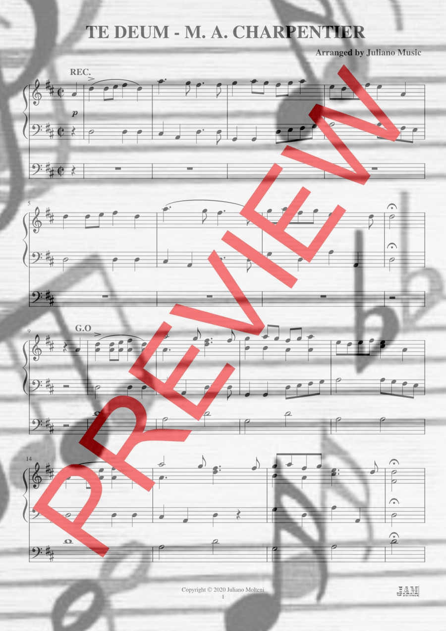 TE DEUM (EASY ORGAN) - M. A. CHARPENTIER Organ Solo scores gallery preview page 2