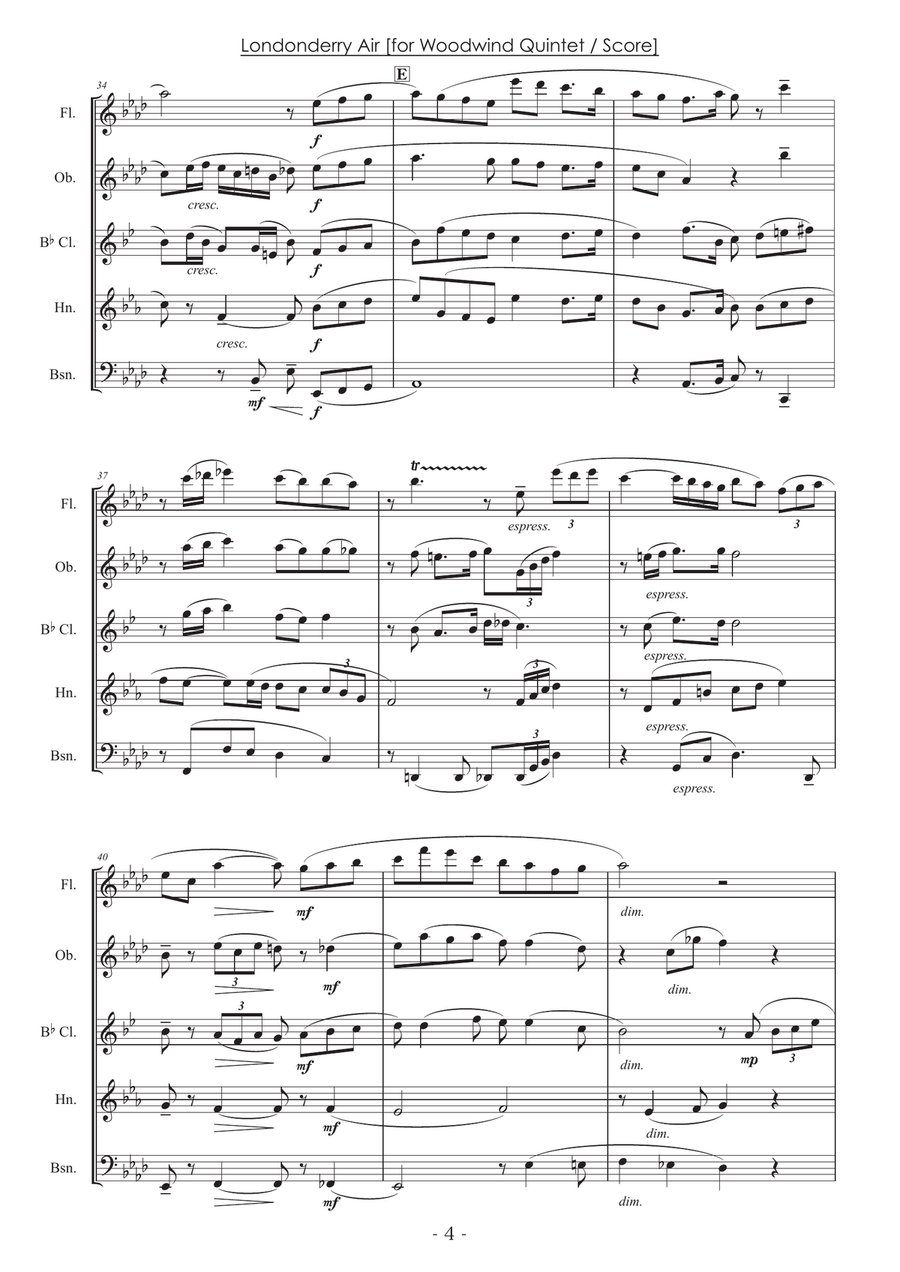 Londonderry Air (Danny Boy) [Woodwind Quintet] Woodwind Quintet scores gallery preview page 4