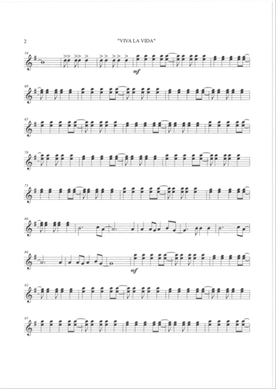 VIVA LA VIDA by COLDPLAY - Guitar Ensemble (Parts Only) image number null