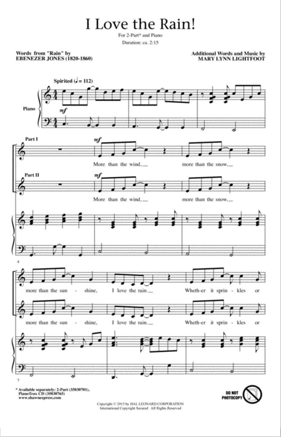 I Love The Rain! I Love The Rain! 2-Part scores gallery preview page 1