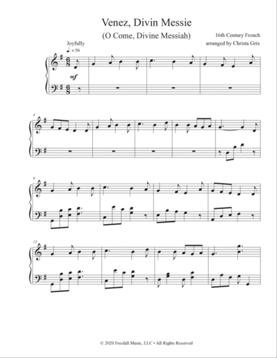 Venez Divin Messie Venez Divin Messie Harp scores gallery preview page 3