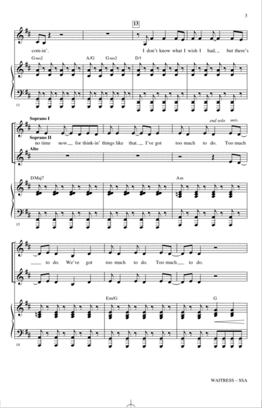 Waitress (Choral Highlights) (arr. Greg Gilpin) SSA scores gallery preview page 2